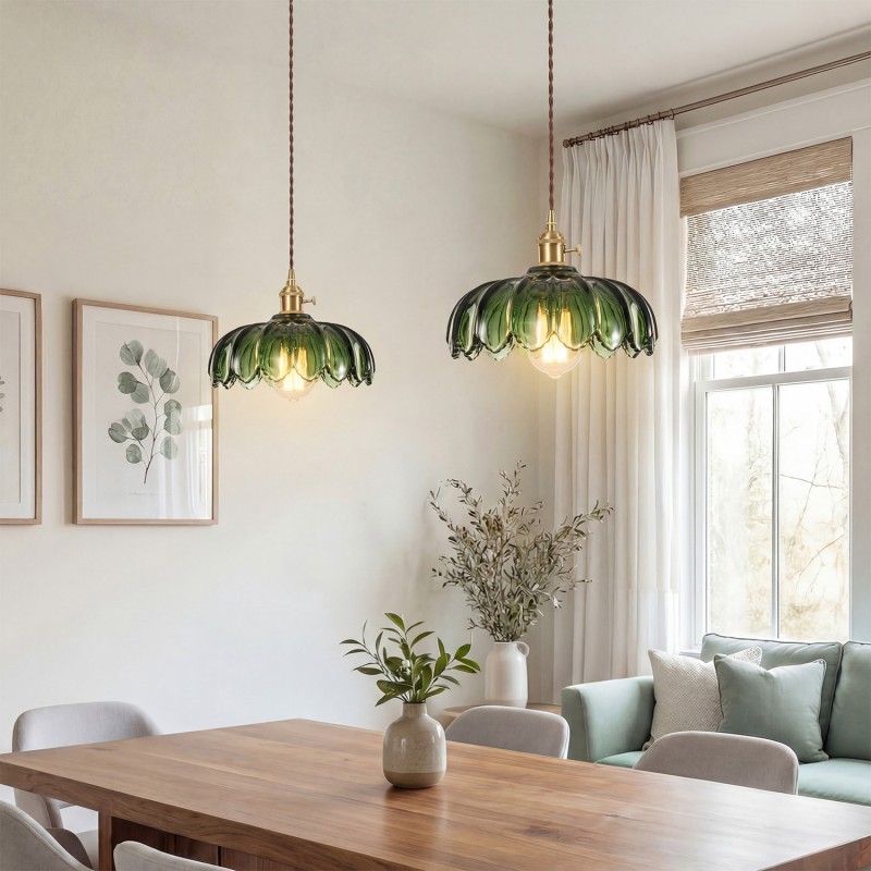 Jacinta Green Scalloped Pendant Light