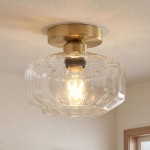 Ixionis Vintage Engraved Pattern Globe Glass Flush Mount Ceiling Light