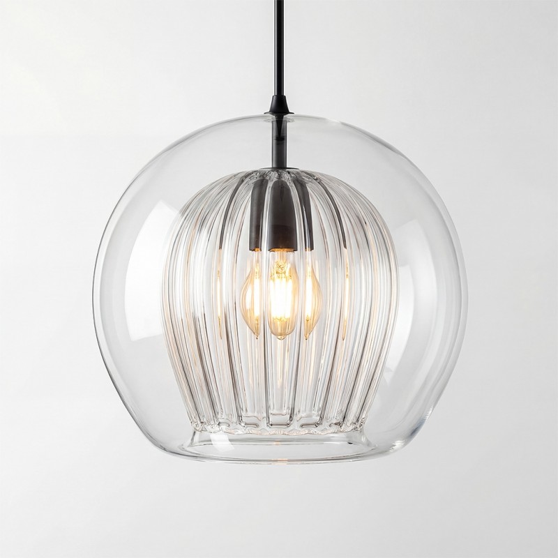 Nyxio Pleated Globe Glass Pendant Light