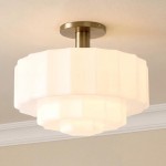 Ozita Retro Milk Glass Semi Flush Mount Eloise Ceiling Light