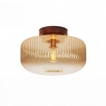 Octavius Farmhouse Retro Amber Fluted Glass Ceiling Light