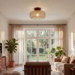 Octavius Farmhouse Retro Amber Fluted Glass Ceiling Light