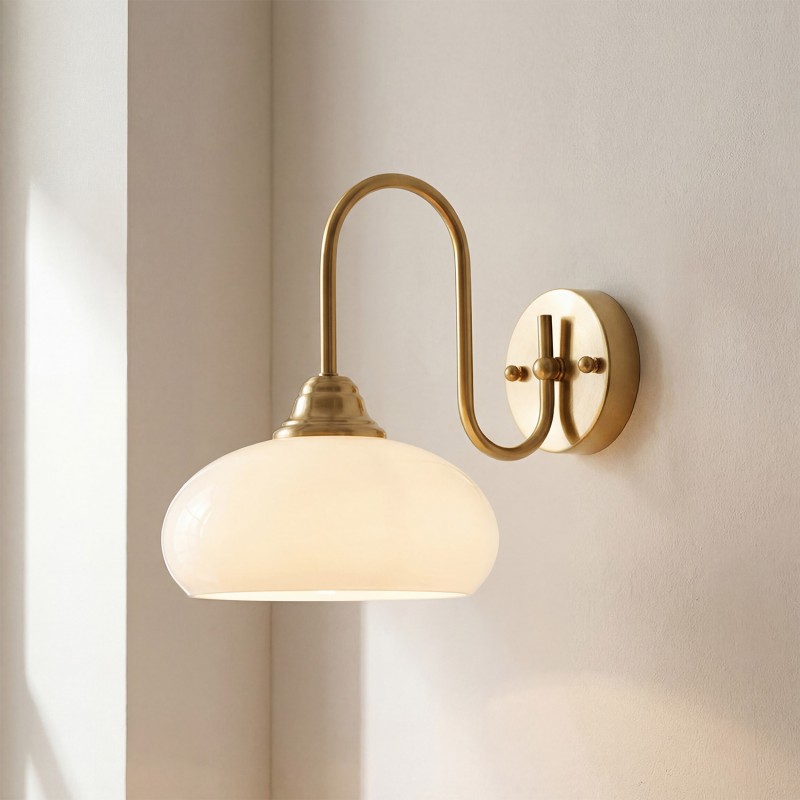 Ylvaen Bauhaus 1 Light Milk Glass Sconce