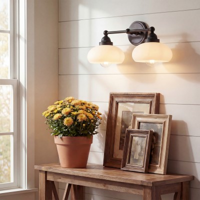 Alberta Bauhaus Milk White Glass Wall Sconce