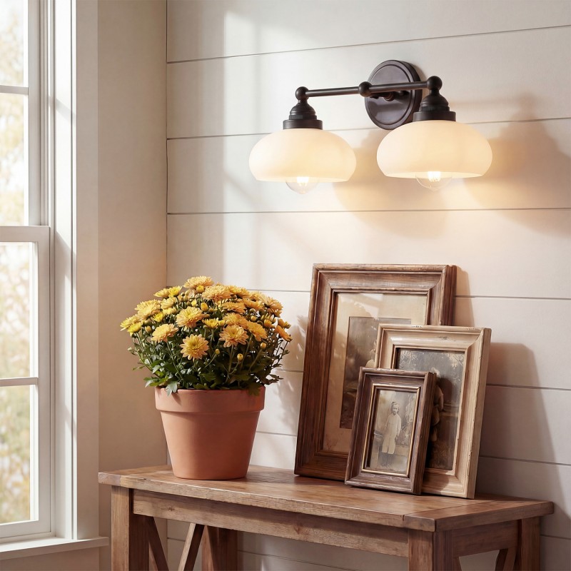 Alberta Bauhaus Milk White Glass Wall Sconce