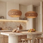 Barbara Coastal Rattan Pendant Light Kitchen Island