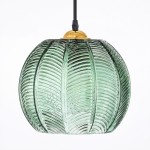 Yasmine Vintage Green Ribbed Glass Hanging Lamp