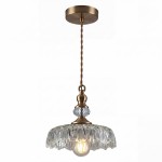 Jaime Antique Brass and Glass Flower Pendant Light