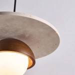 Dagan Wabi-Sabi Travertine Wood Globe Pendant Lamp