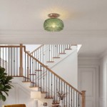 Ixionis Stained Engraved Pattern Glass Flush Mount Ceiling Light