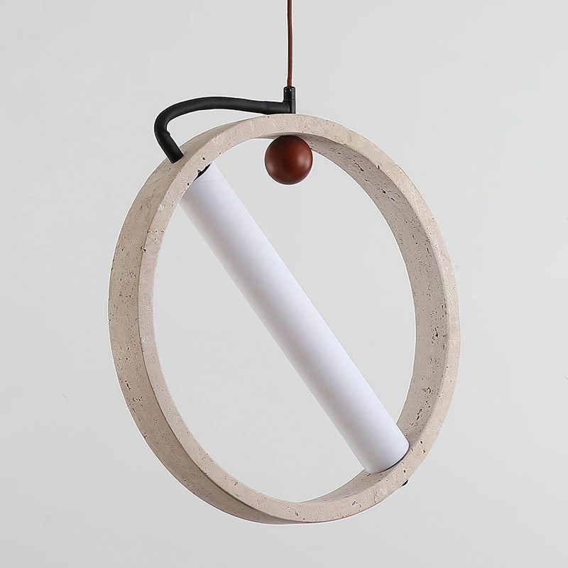 Conlan Japanese Travertine Circular Pendant Light