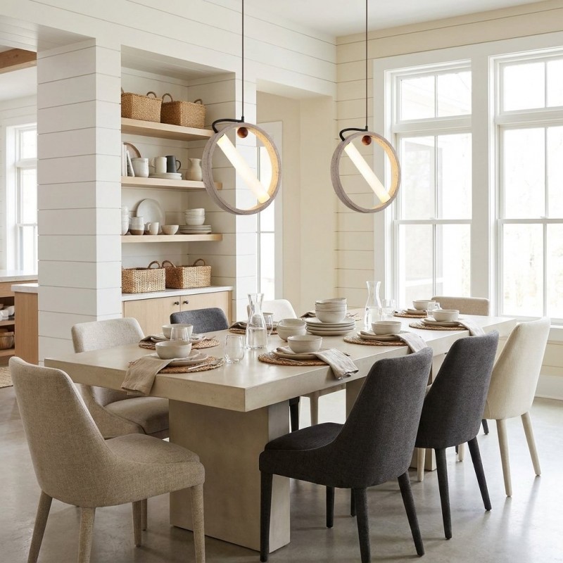 Conlan Japanese Travertine Circular Pendant Light
