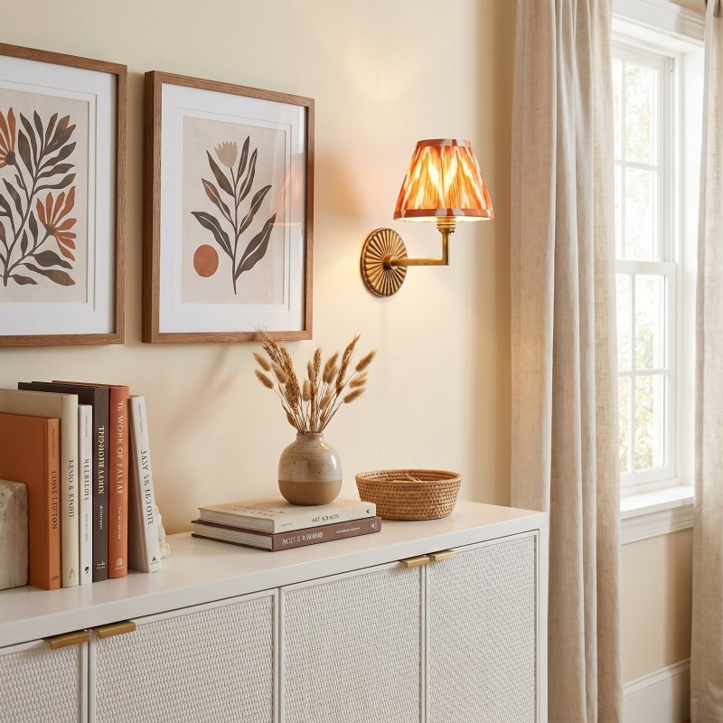 Dimitri Vintage Brass Pleated Fabric Wall Sconce