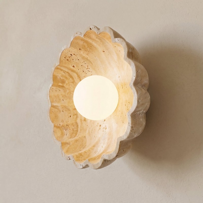 Ailish Modern Travertine Flower-Shaped Wall Lamp