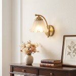 Hewitt Vintage Brass Floral Glass Wall Sconce
