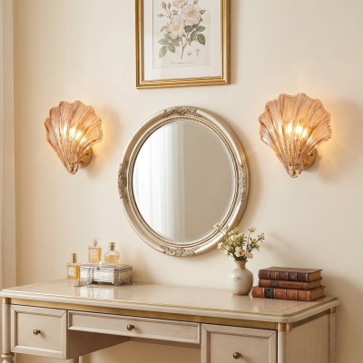 Neha Retro Shell-Shaped Glass Wall Light