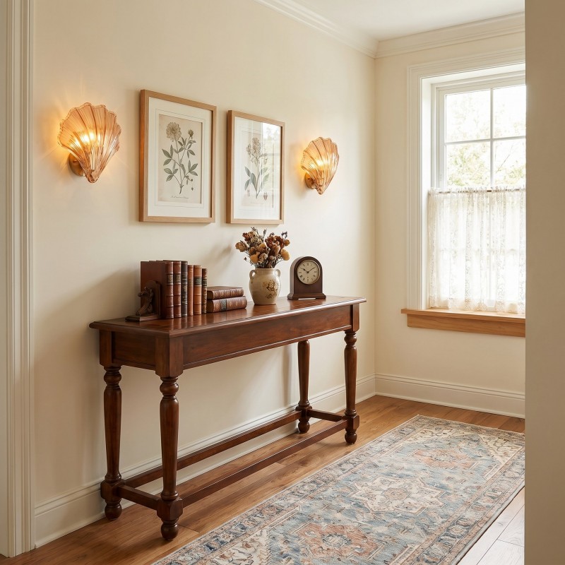 Neha Retro Shell-Shaped Glass Wall Light