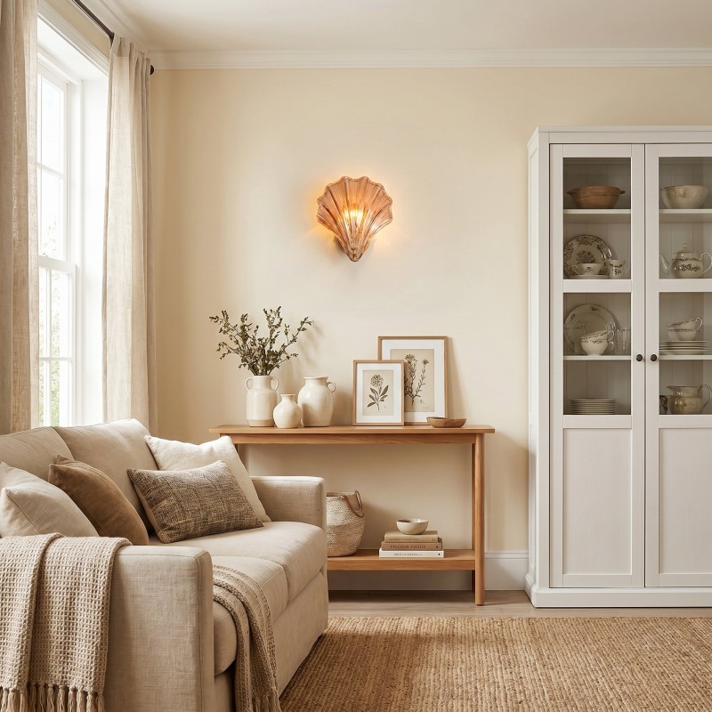 Neha Retro Shell-Shaped Glass Wall Light