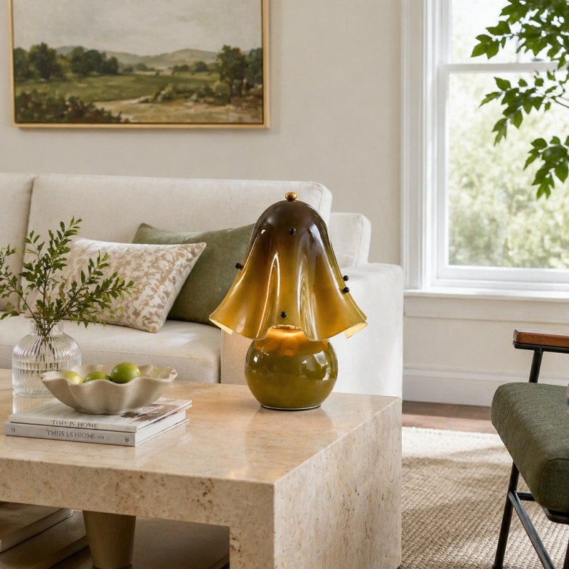 Catalina Modern Wavy Glass Petal Fazzo Table Lamp