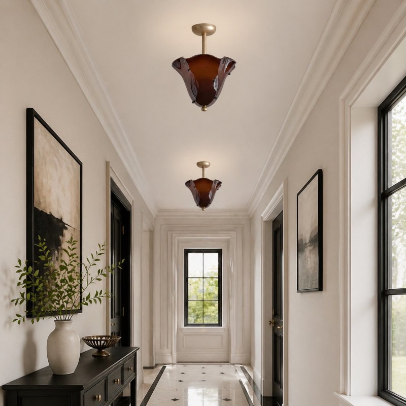 Catalina Contemporary Colored Glass Petal Fazzo Ceiling Light