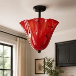 Catalina Contemporary Colored Glass Petal Fazzo Ceiling Light