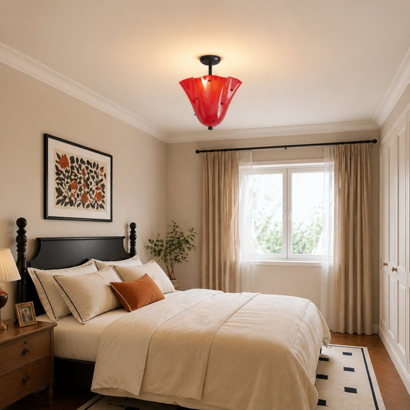 Catalina Contemporary Colored Glass Petal Fazzo Ceiling Light