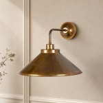 Galilea  Industrial Antique Brass Conical Wall Light