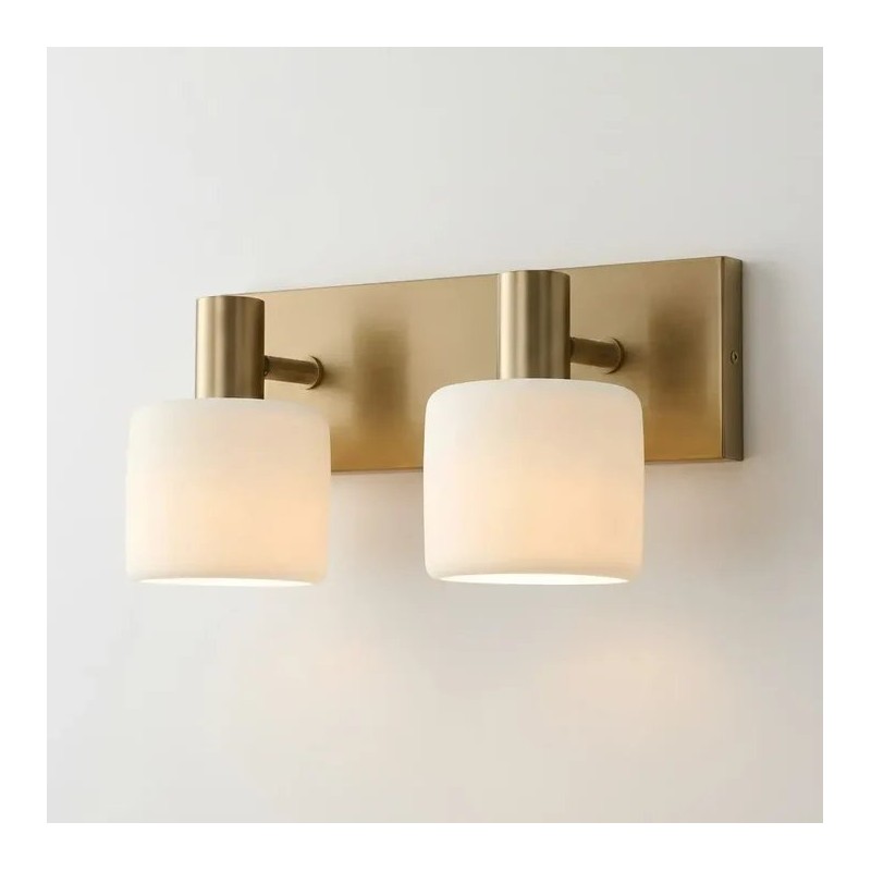 Aura Modern Brass Cylinder Porcelain Wall Sconce