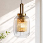 Myrith Antique Organza Glass Drum Shape Pendant Light