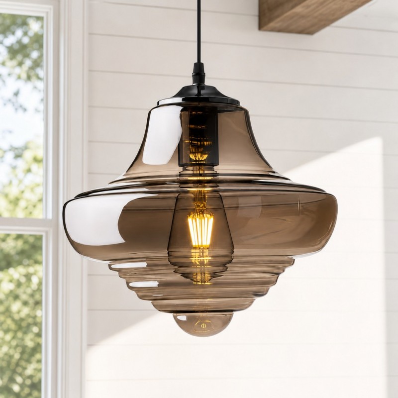 Helix Modern Glass Spool Pendant Light