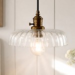 Hana Farmhouse Ribbed Glass Globe Pendant Light