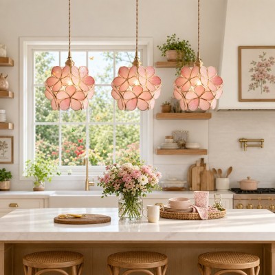 Viviana French Country Glass Petal Pendant Lights