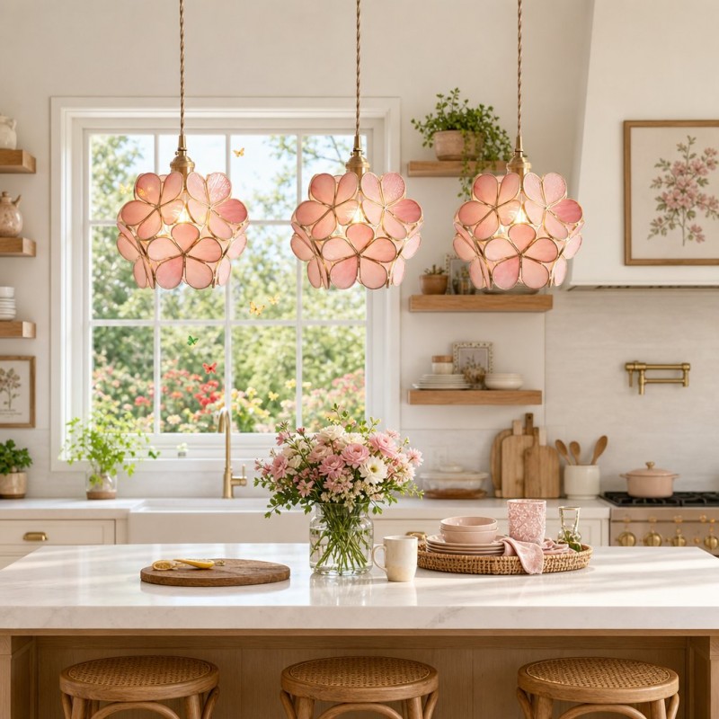 Viviana French Country Glass Petal Pendant Lights