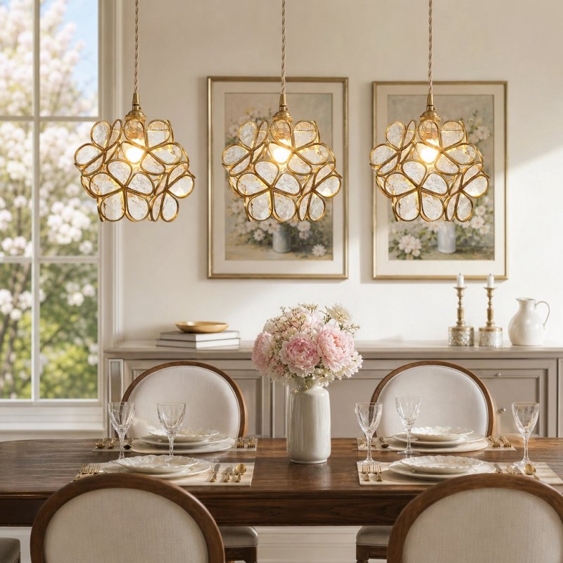 Viviana French Country Glass Petal Pendant Lights