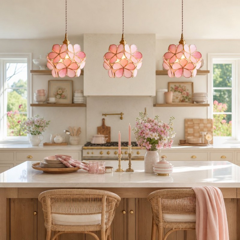 Viviana French Country Glass Petal Pendant Lights