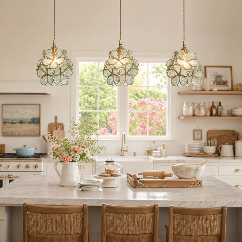 Viviana French Country Glass Petal Pendant Lights