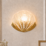 Kristian French Vintage Ceramic Cream Shell Wall Sconce