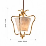 Spencer Vintage French Art Deco Brass Lantern Shell Pendant Light