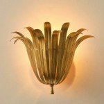 Sterling French Art Deco Leaf Metal Wall Sconce