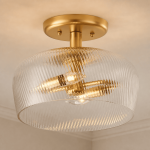 Callio Rustic Distressed White Wood Drum Semi Flush Mount Ceiling Light