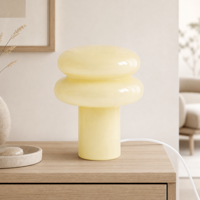 Nymeros Scandinavian Glass Mushroom Table Lamp