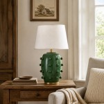 Adrian Modern Farmhouse Ceramic Linen Textured Ball Table Light