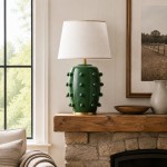 Adrian Modern Farmhouse Ceramic Linen Textured Ball Table Light