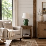 Adrian Modern Farmhouse Ceramic Linen Textured Ball Table Light