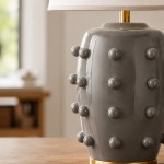 Adrian Modern Farmhouse Ceramic Linen Textured Ball Table Light