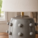 Adrian Modern Farmhouse Ceramic Linen Textured Ball Table Light