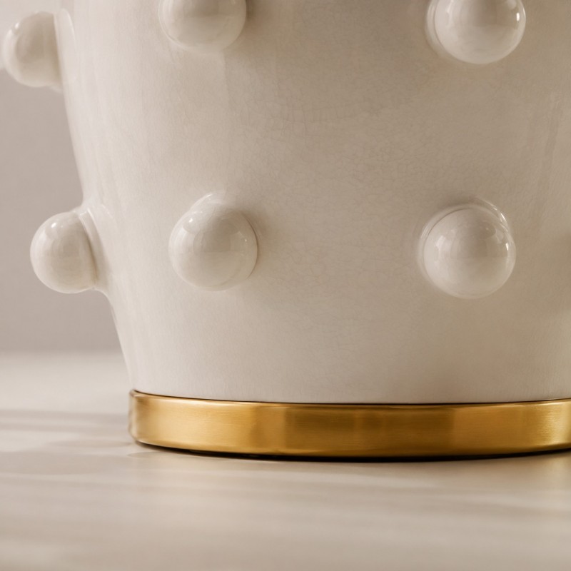 Adrian Modern Farmhouse Ceramic Linen Textured Ball Table Light