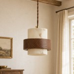 Sienna Wabi Sabi Wood and Alabaster Layered Pendant Light