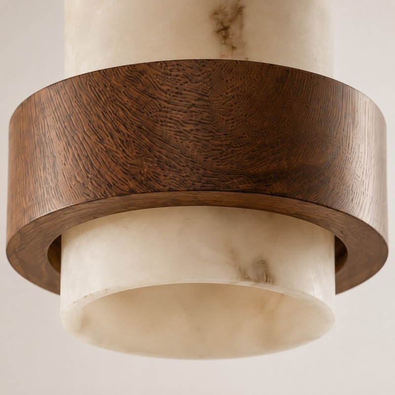 Sienna Wabi Sabi Wood and Alabaster Layered Pendant Light
