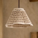 Felix Antique Brass-Finish White Fabric Cone Pendant Light
